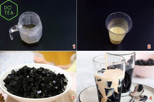 4 bước pha trà sữa ô long ngon trong một hình