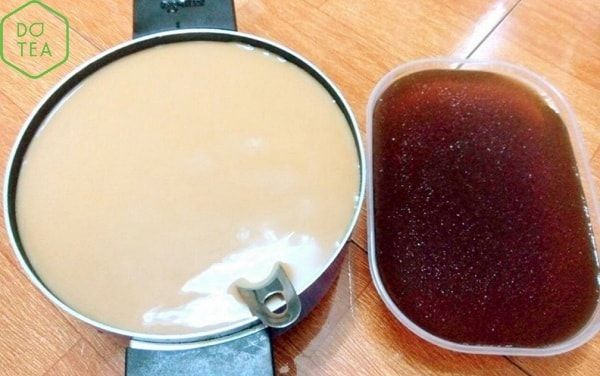 Hồng trà sữa và thạch râu câu sau khi chế biến